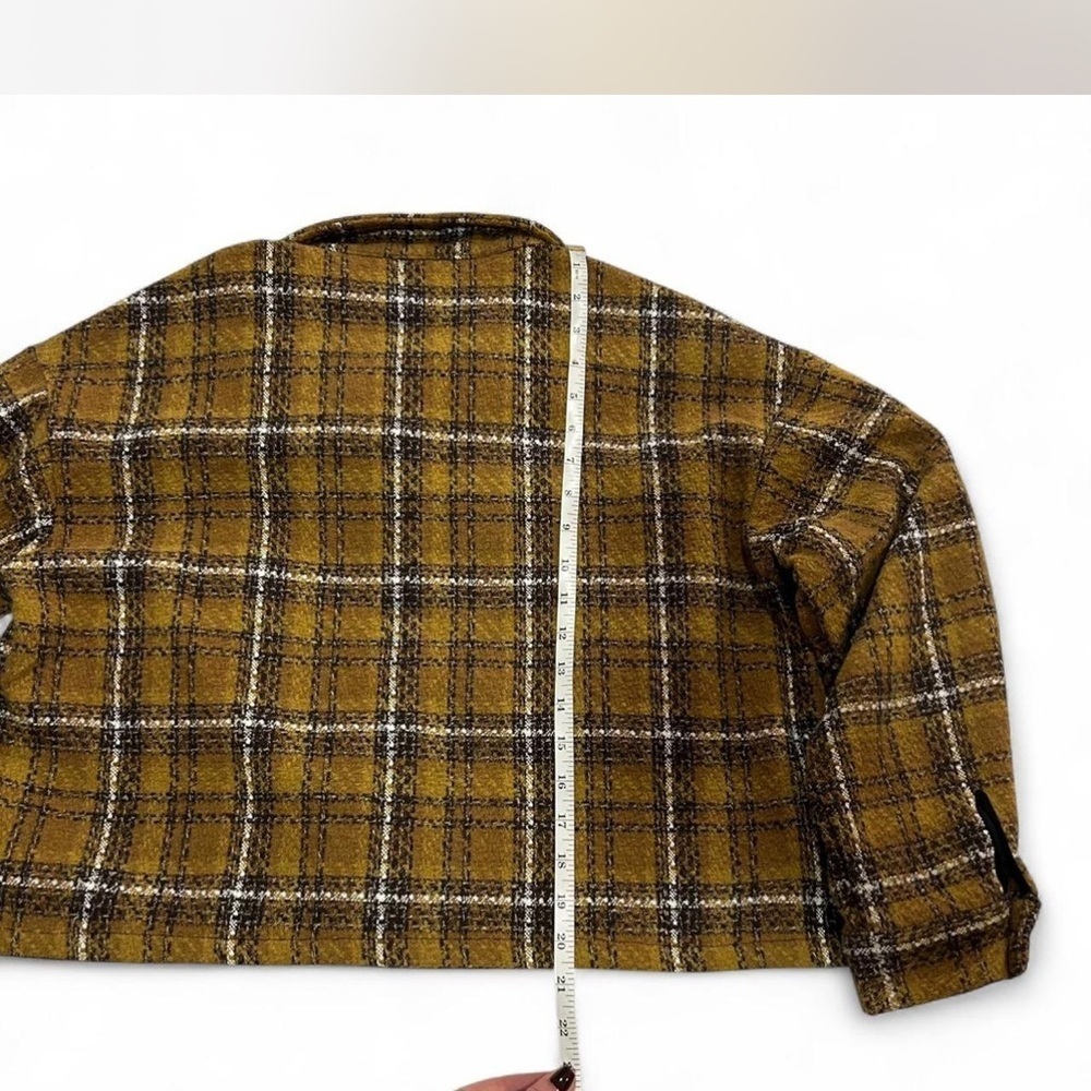 Plaid Cropped Button Up Blazer Flannel Boxy & Thick by |Ellison| Woman's Medium - Picture 6 of 8